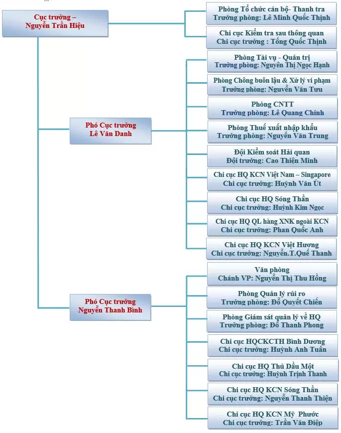 Sơ đồ tổ chức cục hải quan tại Bình Dương